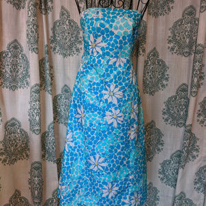 Lilly Pulitzer Blue Cat Print strapless dress 2
